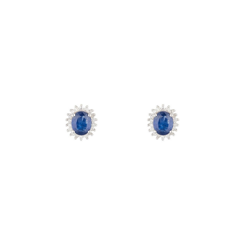"Abra" Earrings with 0.13/36 Diamonds and 1.5 Sapphires - 375/1000 White Gold