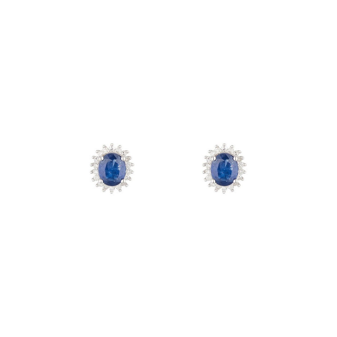 "Abra" Earrings with 0.13/36 Diamonds and 1.5 Sapphires - 375/1000 White Gold
