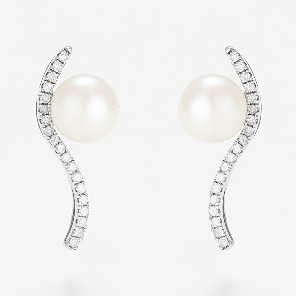 "Sublime Wave" Earrings P6Mm*2 D 0.17/38 - 375/1000 White Gold