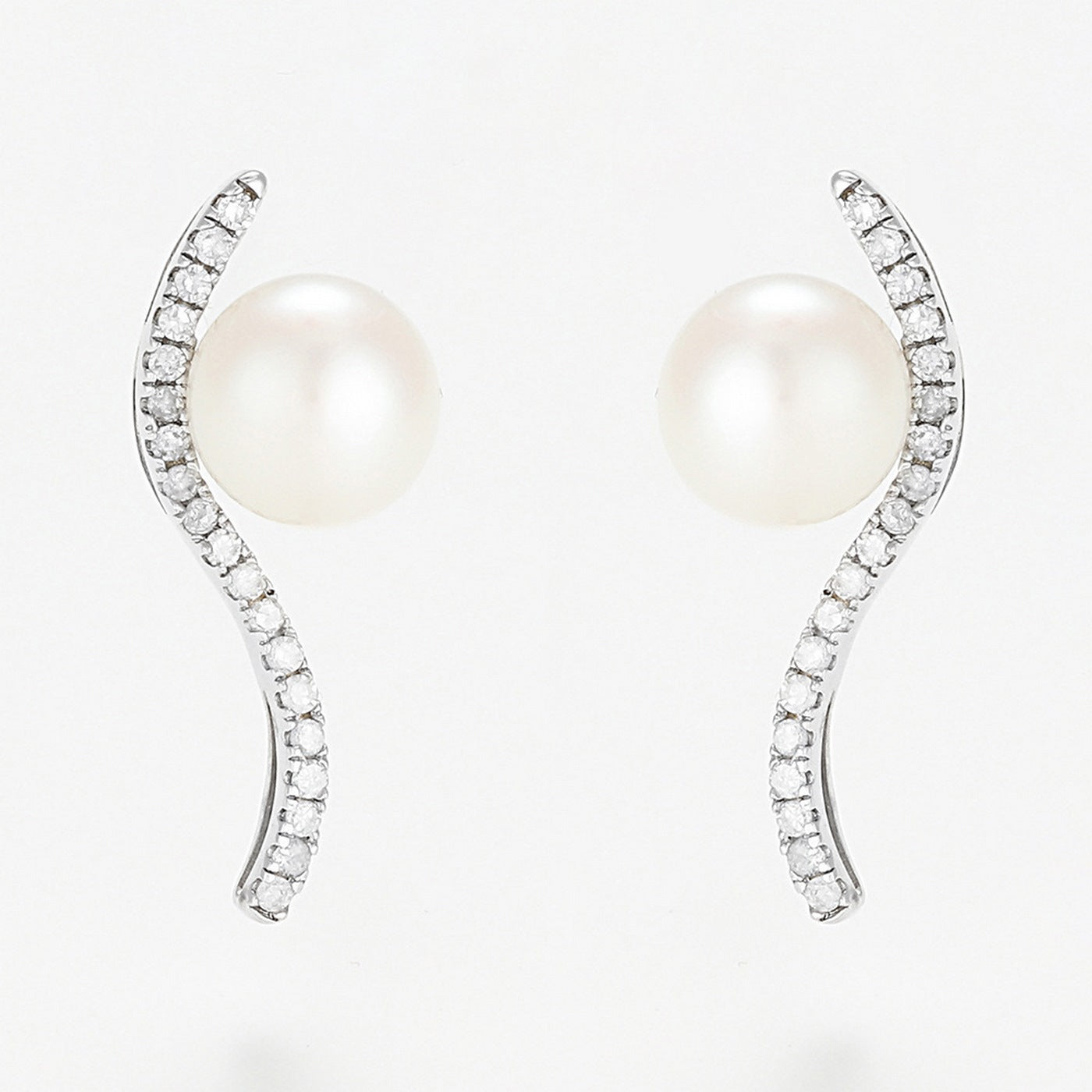 "Sublime Wave" Earrings P6Mm*2 D 0.17/38 - 375/1000 White Gold