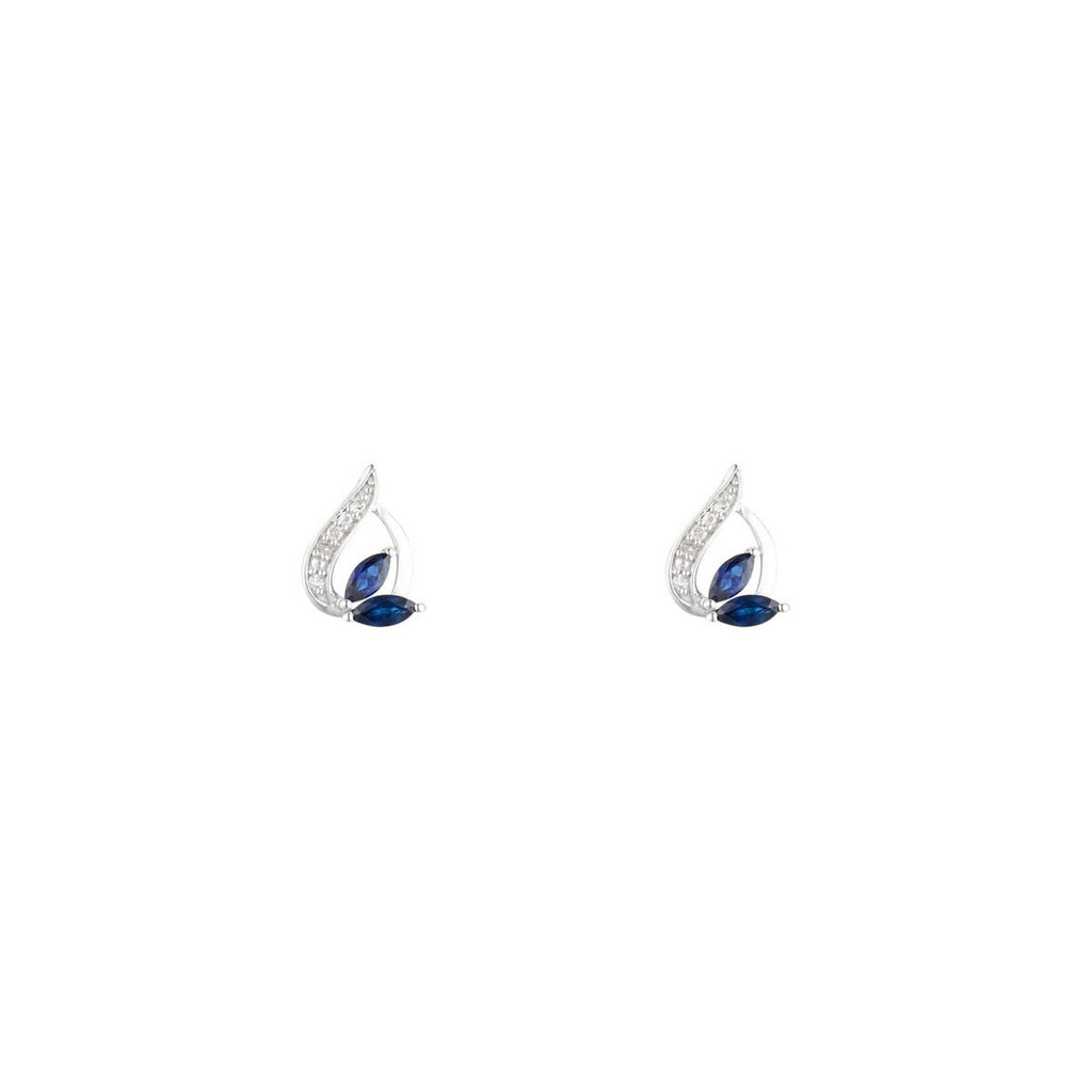 "Coban" Earrings, D 0.045/8, Sapphire 0.532/4 - 375/1000 White Gold