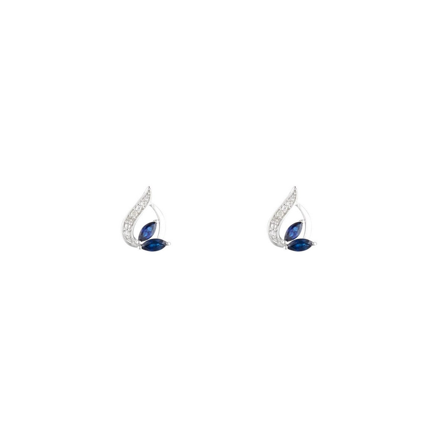 "Coban" Earrings, D 0.045/8, Sapphire 0.532/4 - 375/1000 White Gold