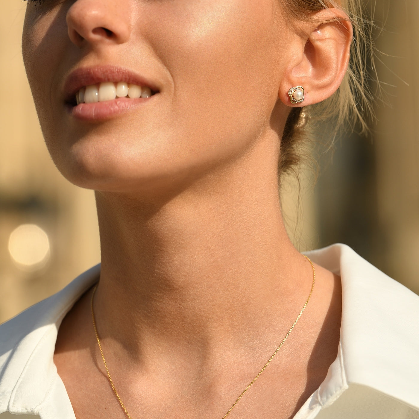 Boucles D'Oreilles "Mitsa" D 0,216/48 Perle 2 - Or Jaune 375/1000