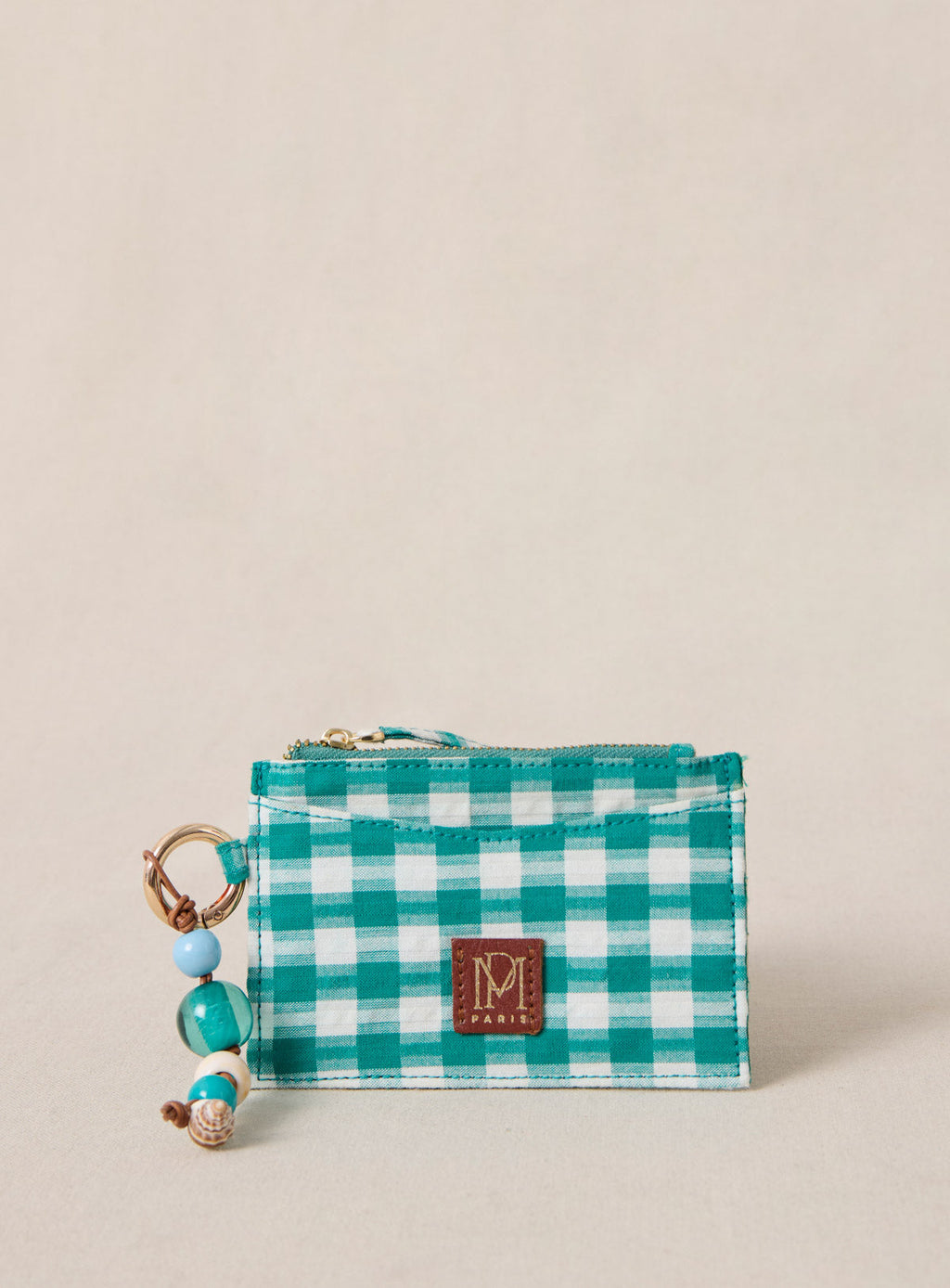 Elmo Textile Card Holder - Emerald Vichy