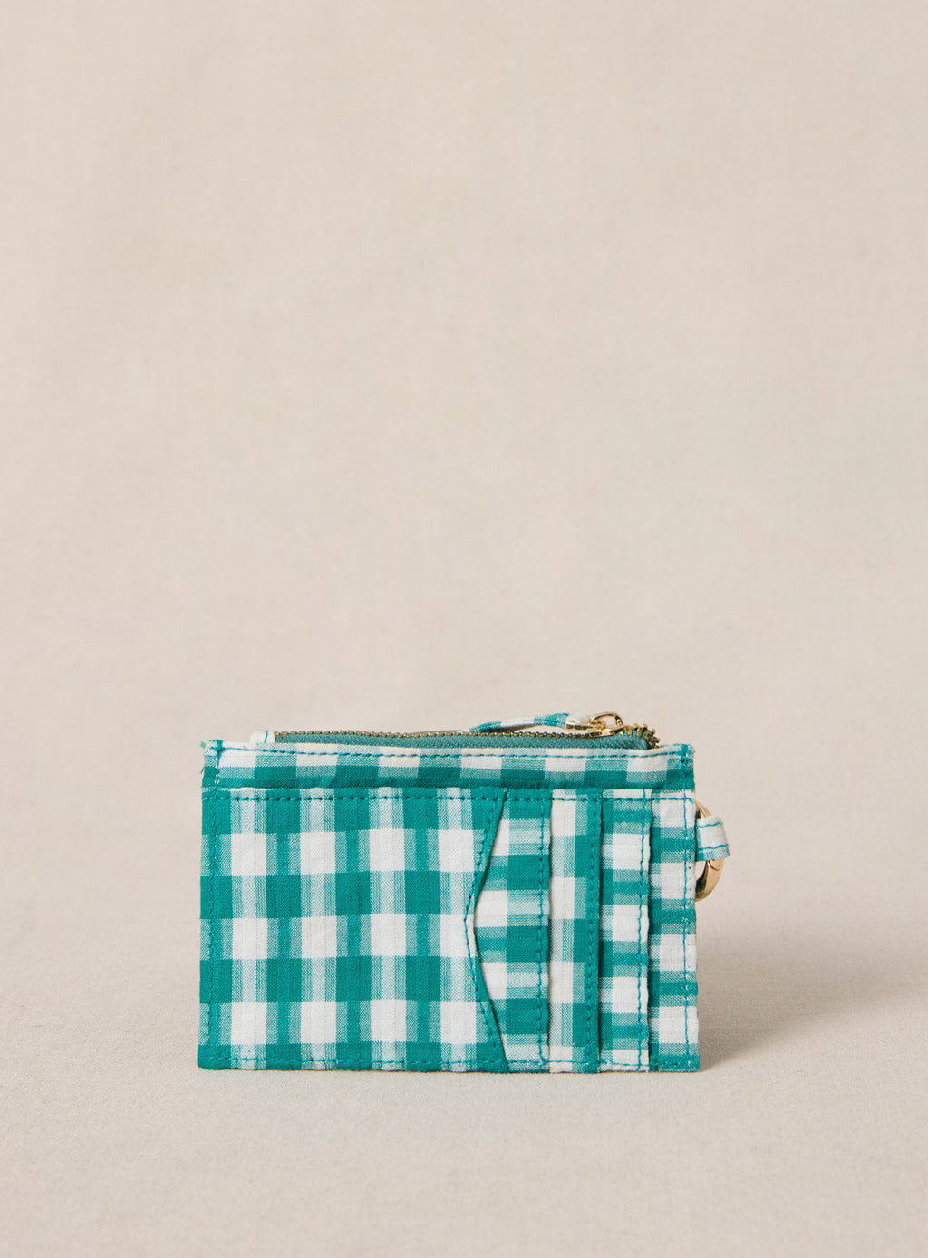 Elmo Textile Card Holder - Emerald Vichy