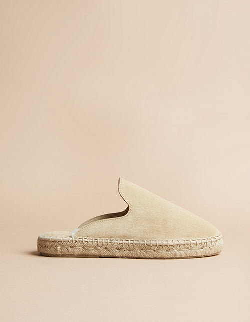 Espadrilles Plate Copenhague - Cuir Daim Beige - Femme