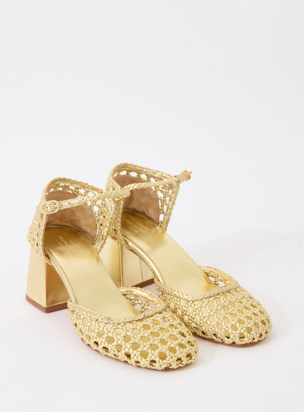 Claire Foil Pumps - Gold