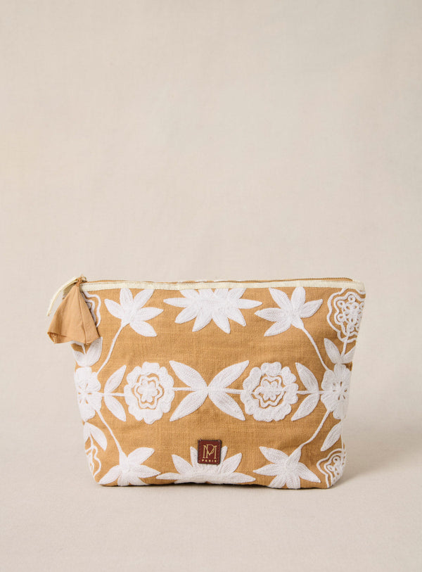 Eva Xl Embroidery Pouch - Camel