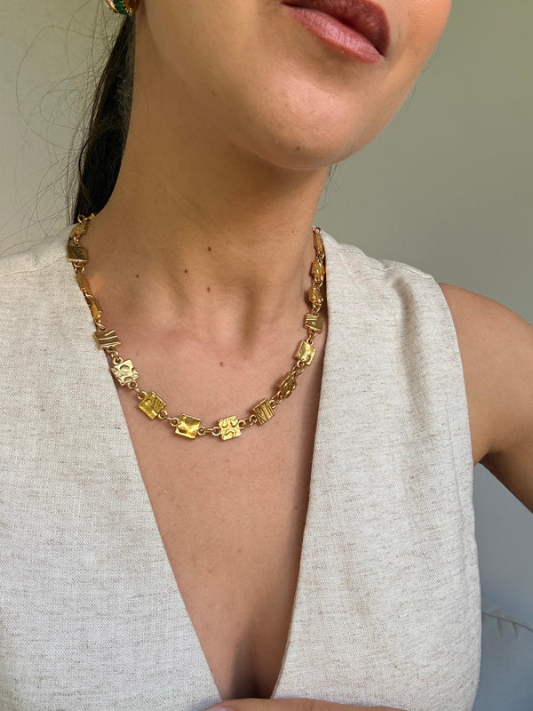 Vintage Biche De Bere Necklace - Gold Geometric Link