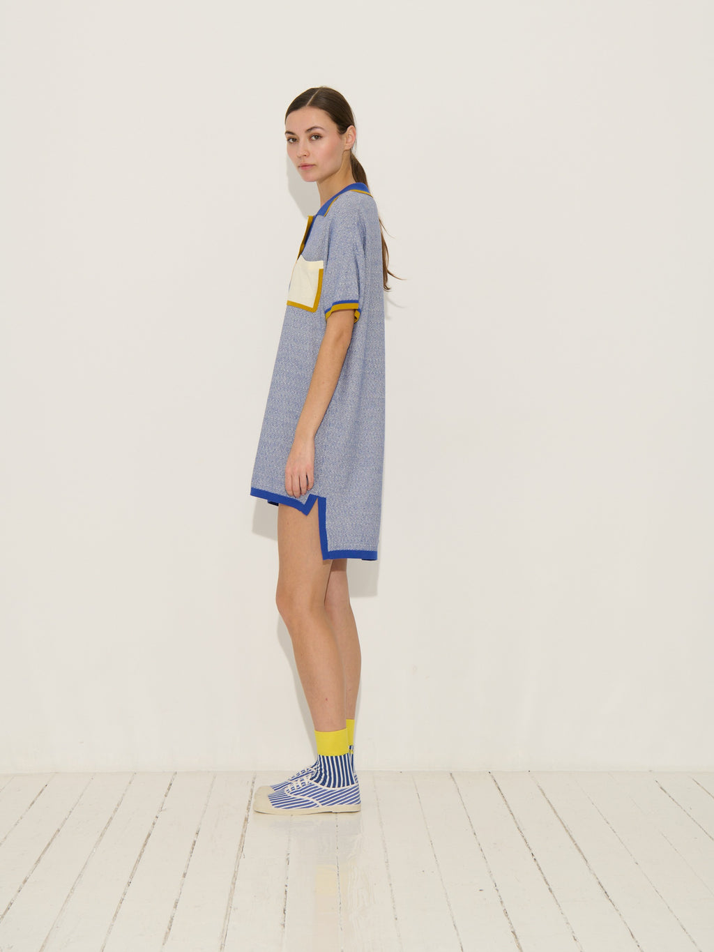 Vestido Peterson - Marfil-Azul marino - Mujer