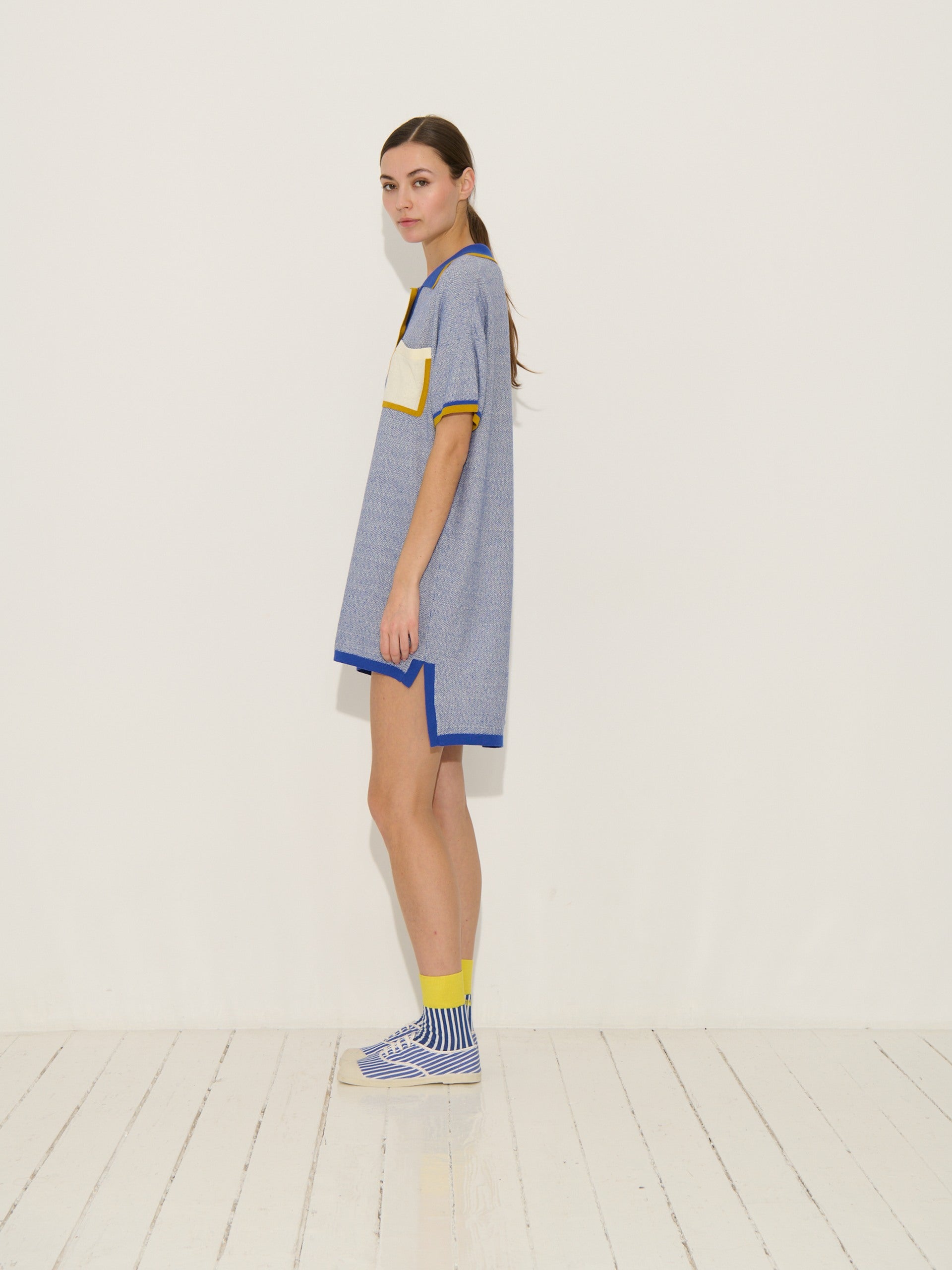 Vestido Peterson - Marfil-Azul marino - Mujer