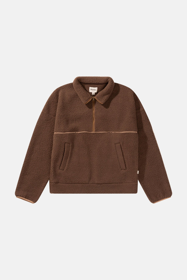 Sweat Contrast Quarter Zip - Chocolate - Homme