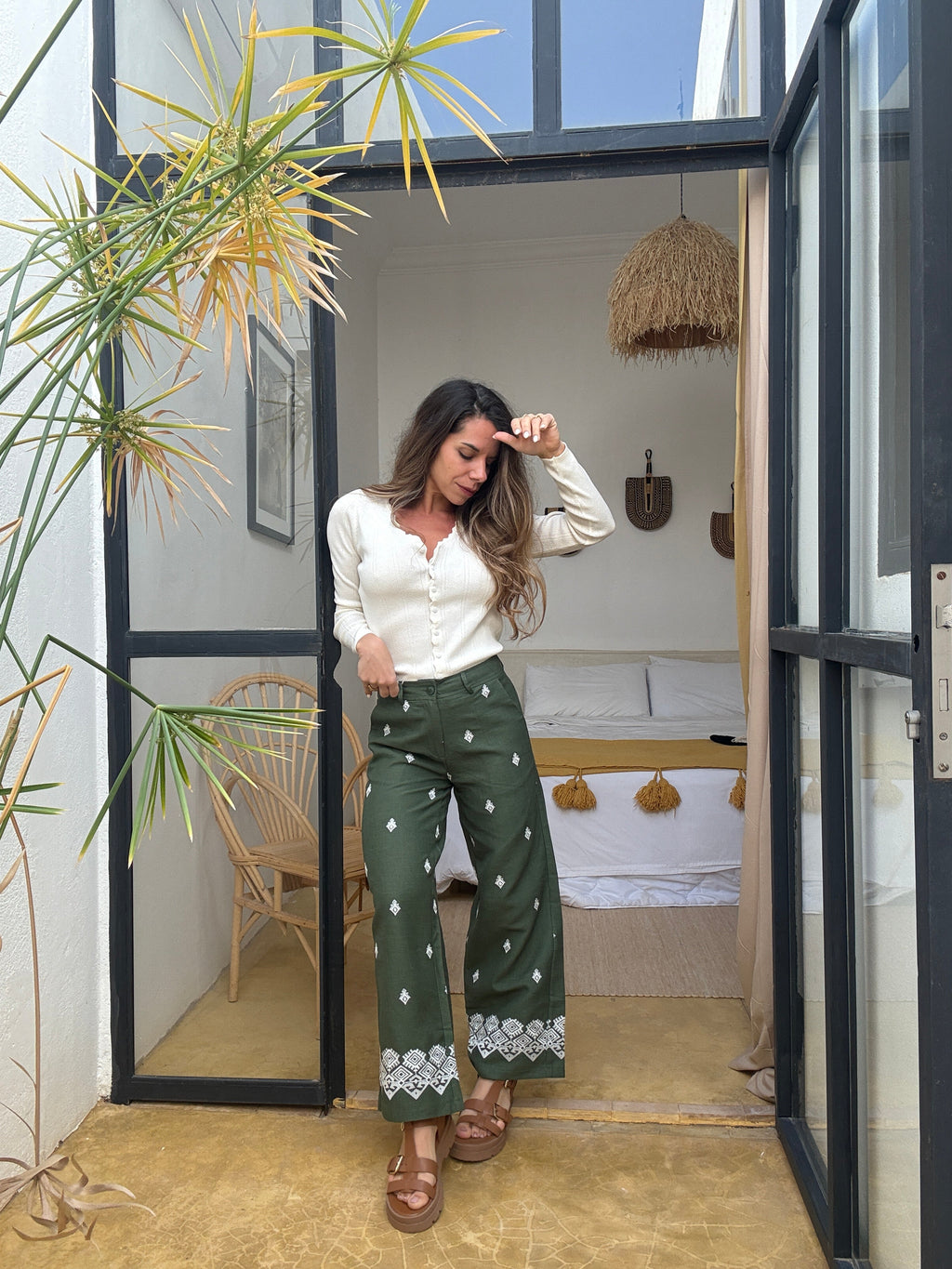 Lola Khaki Fluid Pants