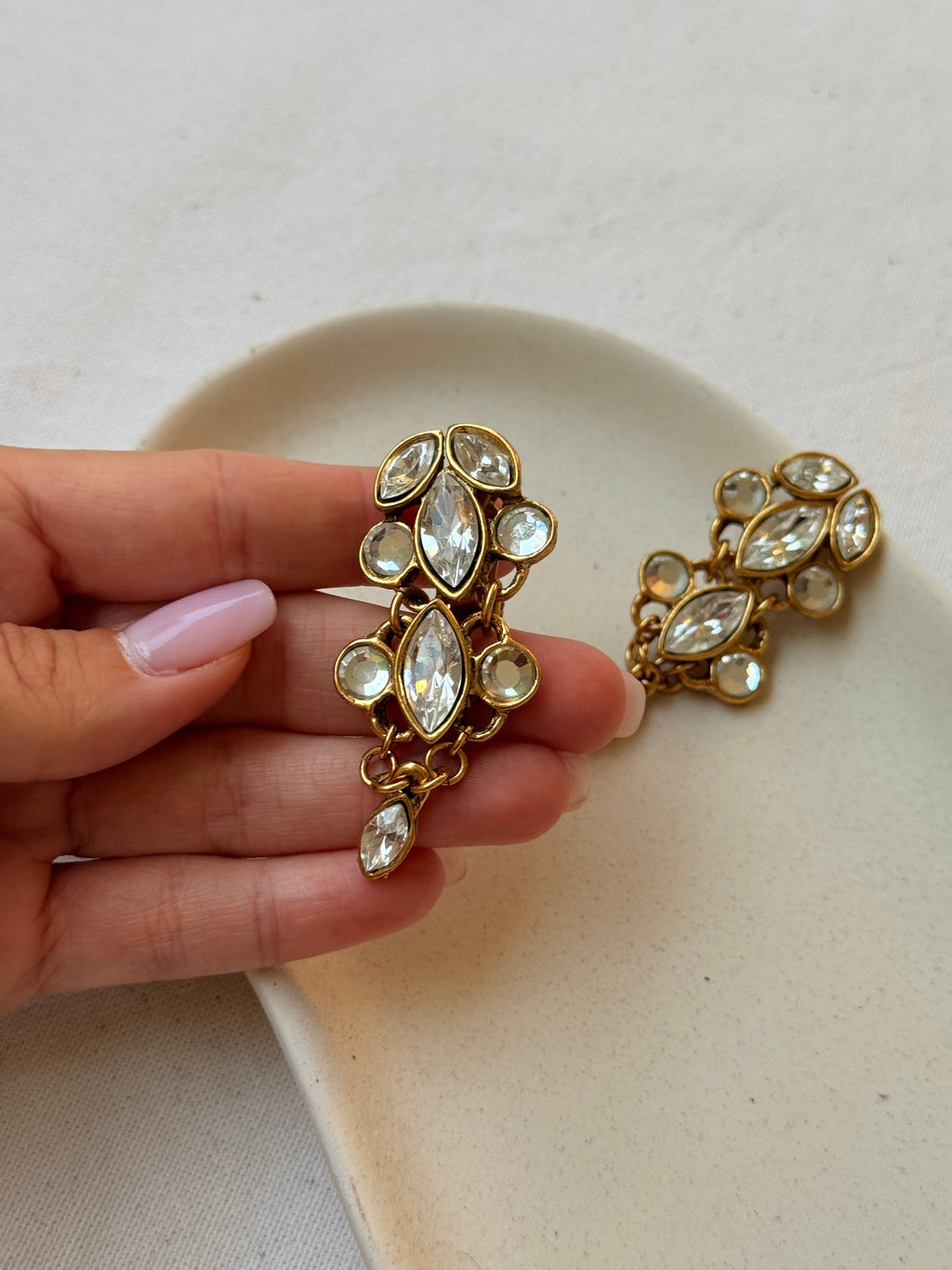 Entre Guillemets Vintage Earrings - Drop Earrings Adorned with Rhinestones