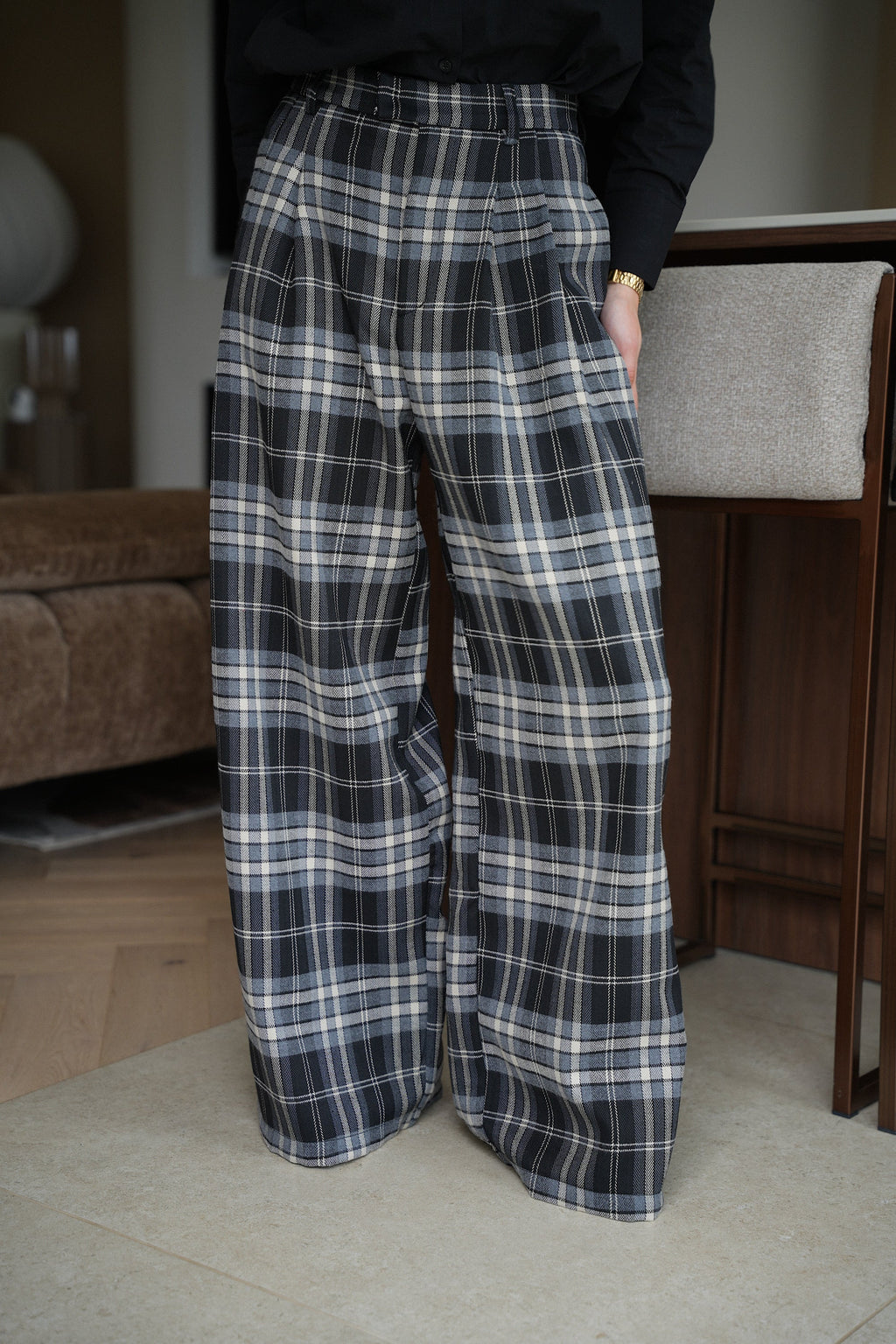 Pantalon À Carreaux Lola - Noir