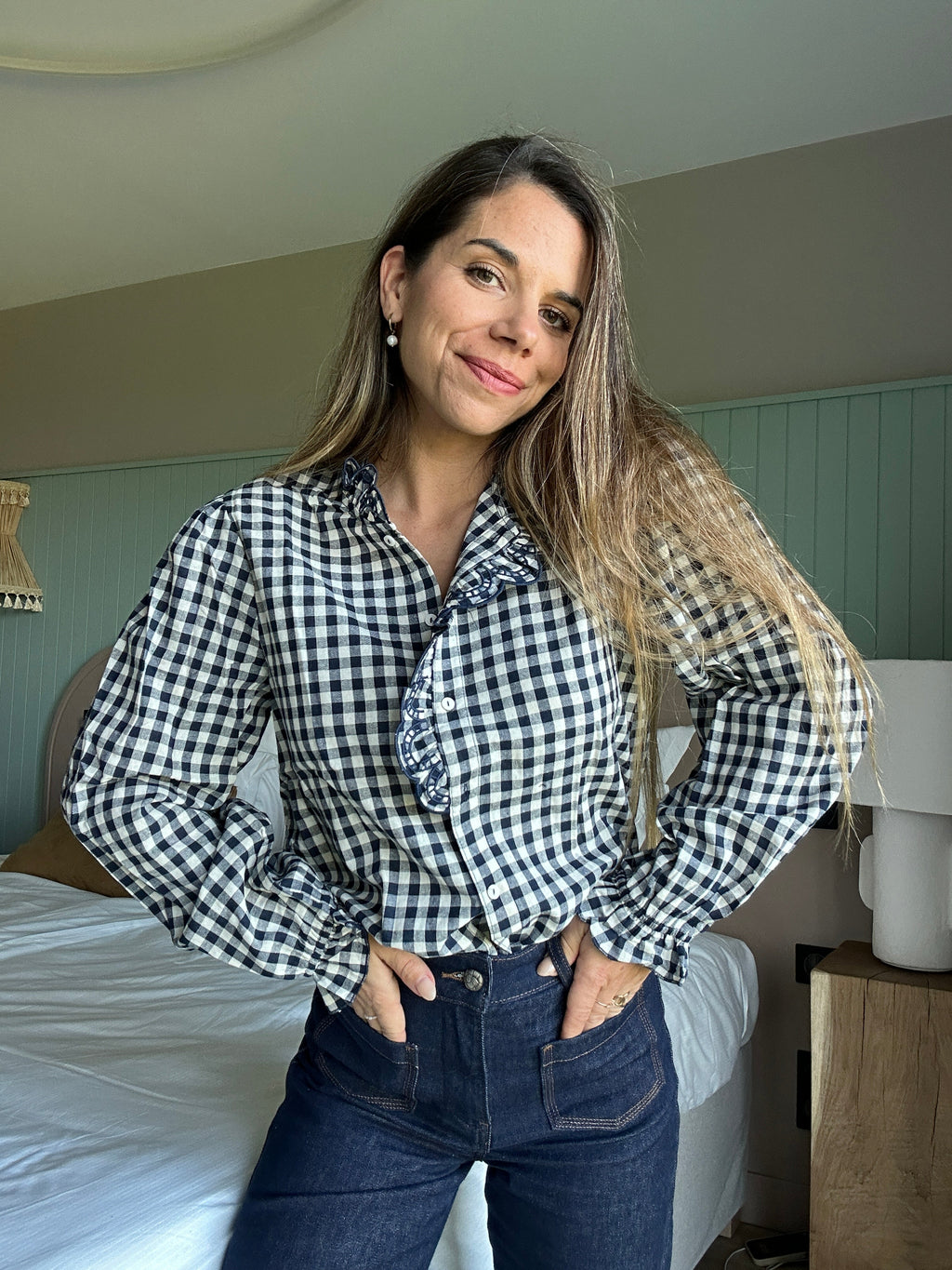 Léonor Blusa Vichy Azul Marino