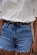 Tara Leather Belt - Navy