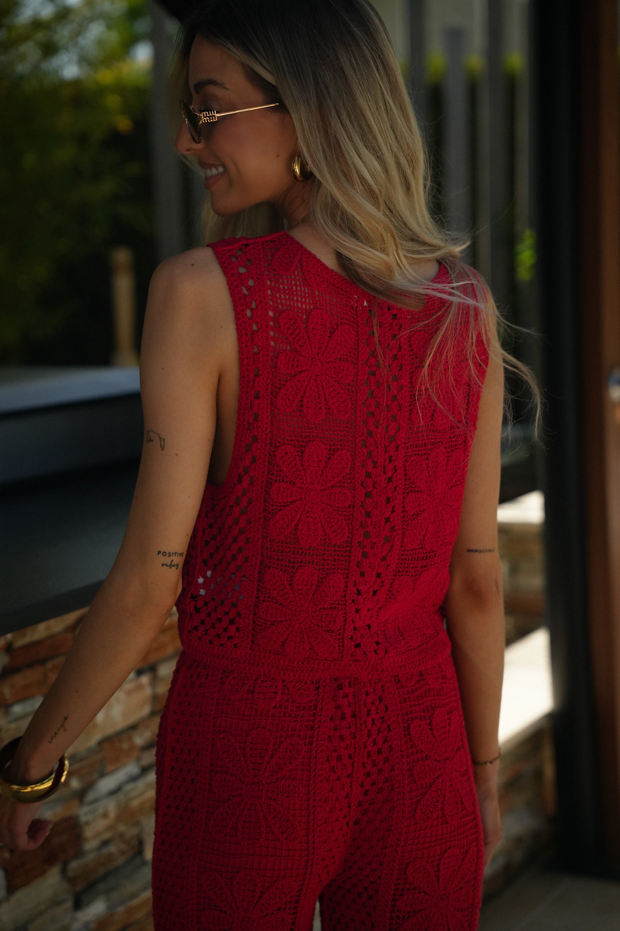 Leo Crochet Top - Red