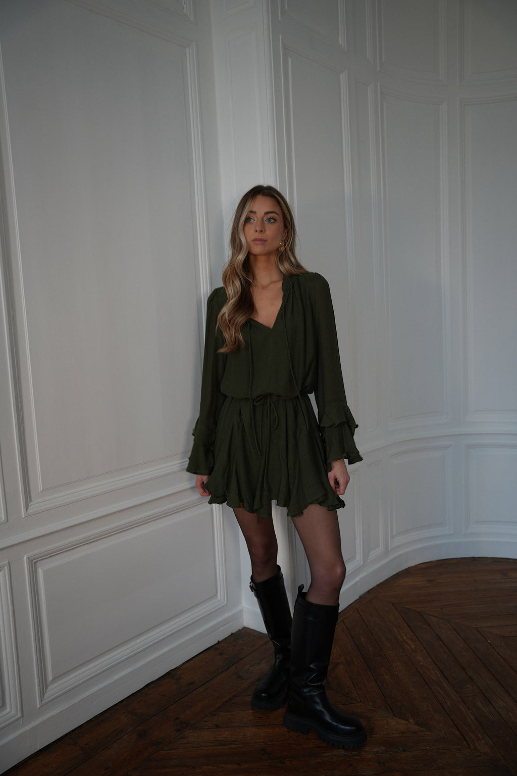 Vestido Edda con volantes - Caqui