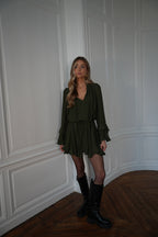 Vestido Edda con volantes - Caqui