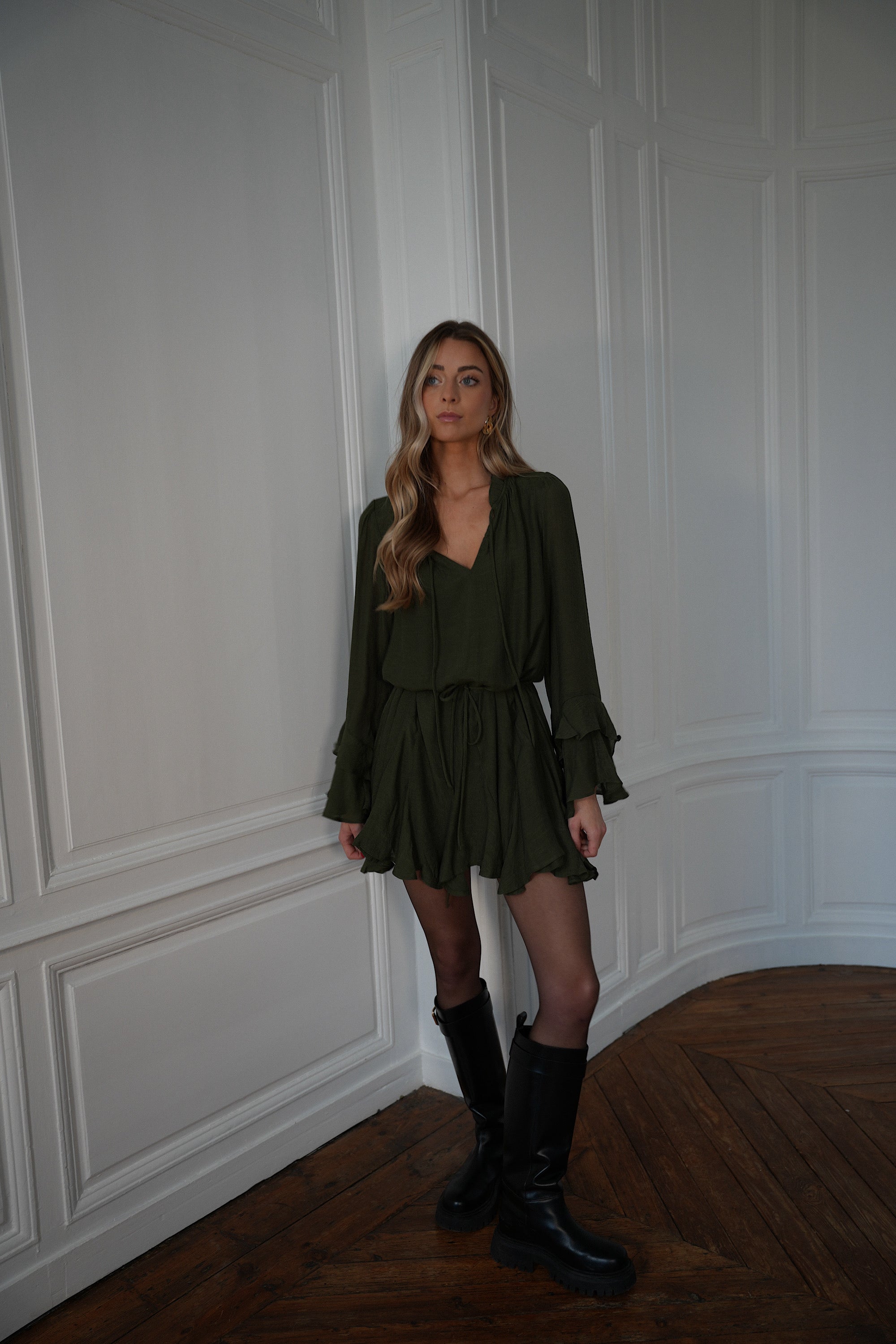 Vestido Edda con volantes - Caqui