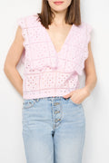 Haut À Col Rythmique En Broderie Anglaise - Pink Tulle