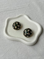 Vintage Earrings - Green Enamel And Rhinestones