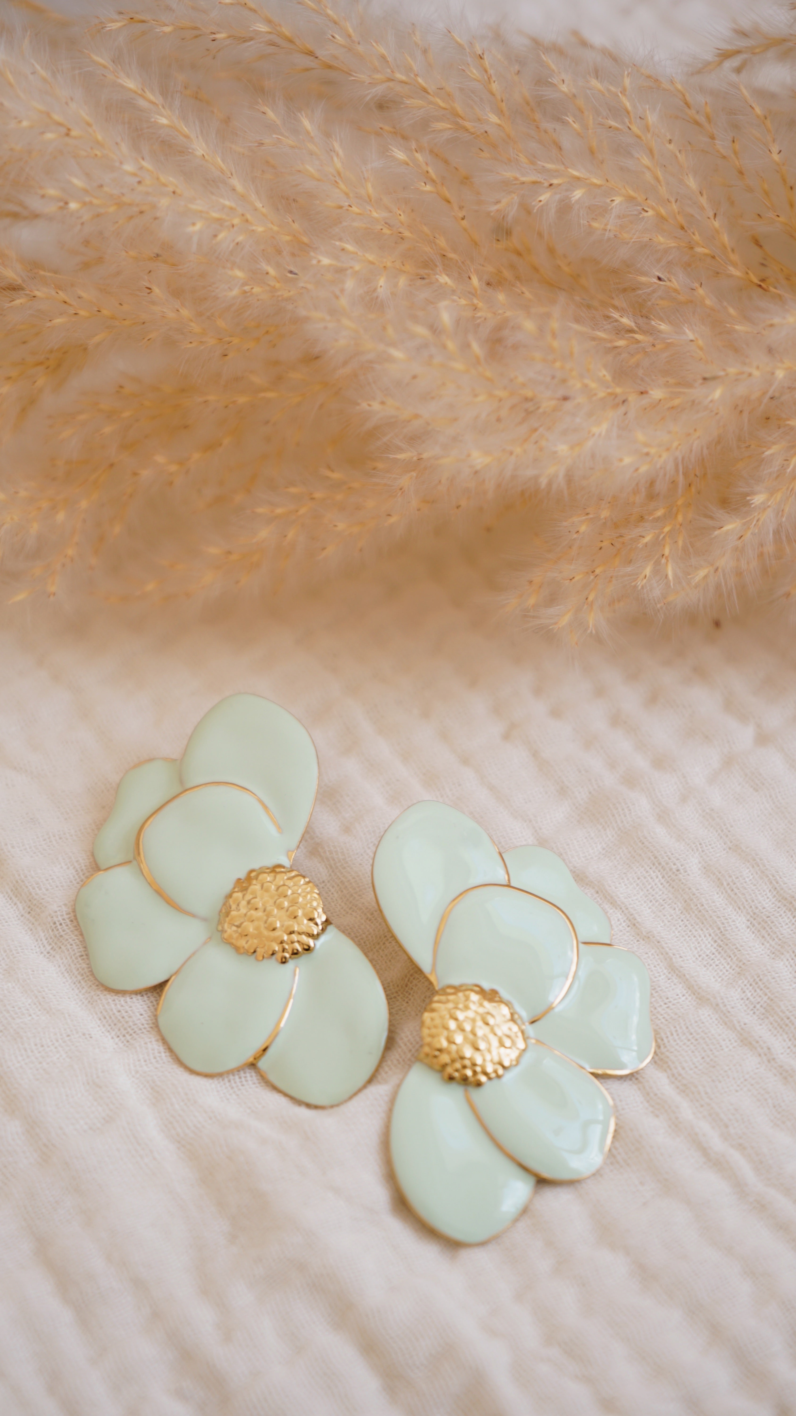 Water Green Iris Earrings