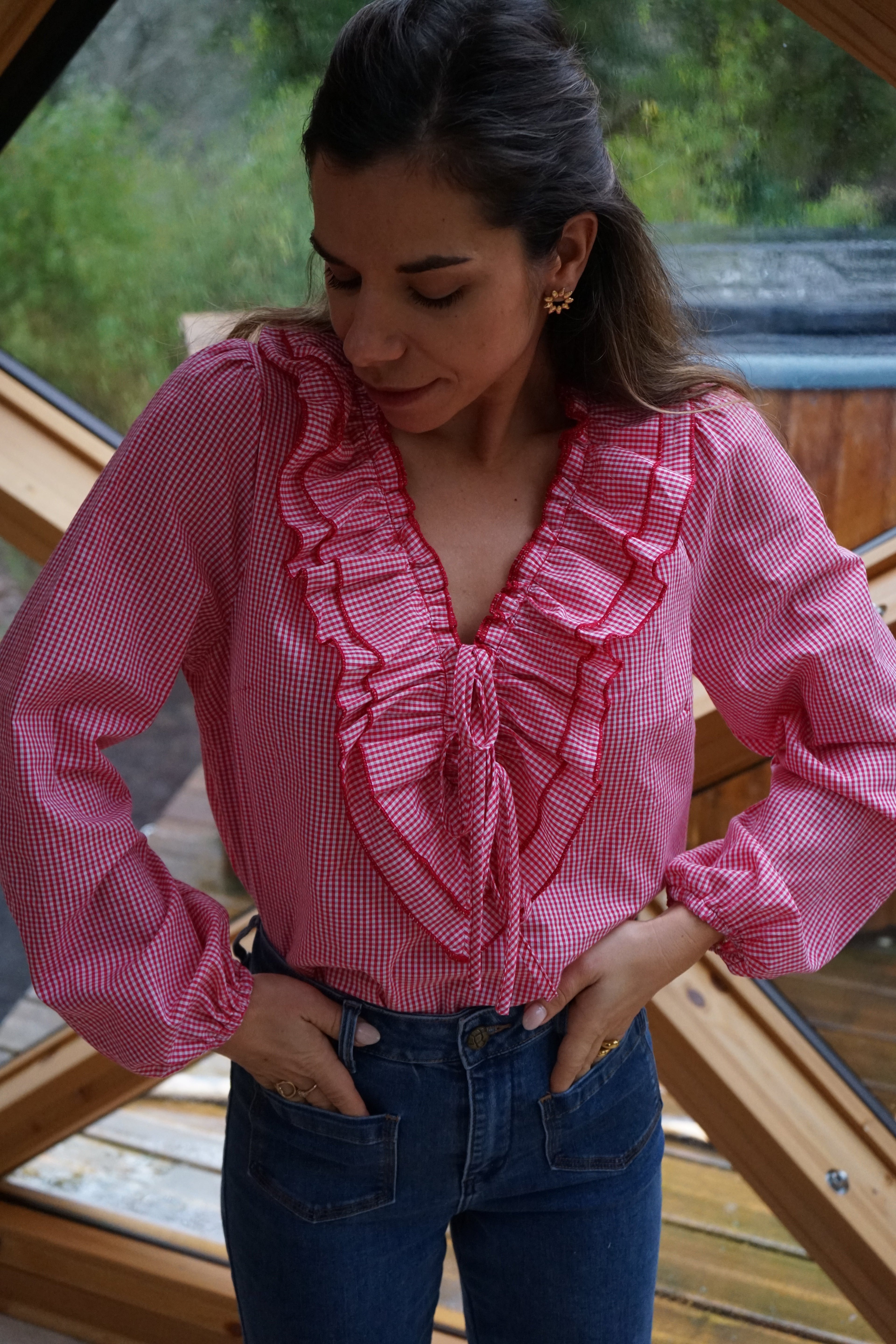 Blusa de cuadros rojos Stella