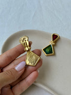 Pendientes Vintage - Esmaltados Rojos Y Verdes