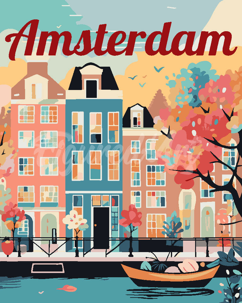 Paint by Numbers - Amsterdam in Bloom Travel Poster
