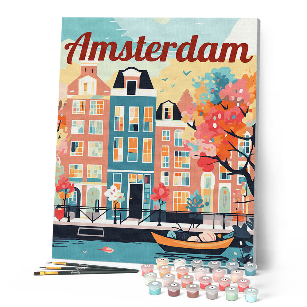 Paint by Numbers - Amsterdam in Bloom Travel Poster