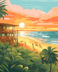 Paint By Numbers - Beach Club At Sunset