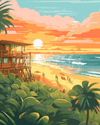 Paint By Numbers - Beach Club At Sunset