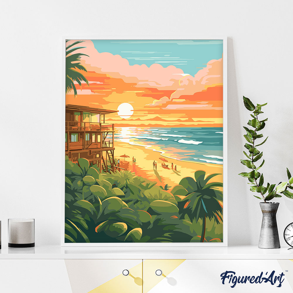 Paint By Numbers - Beach Club At Sunset