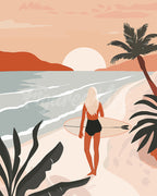 Pintura por números - Paseo por la playa al atardecer