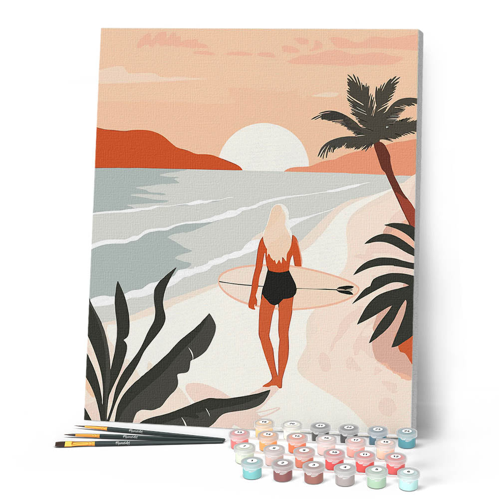 Pintura por números - Paseo por la playa al atardecer