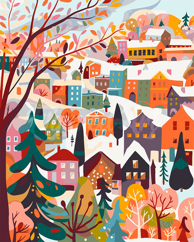 Paint by Numbers - Colourful Winter Village