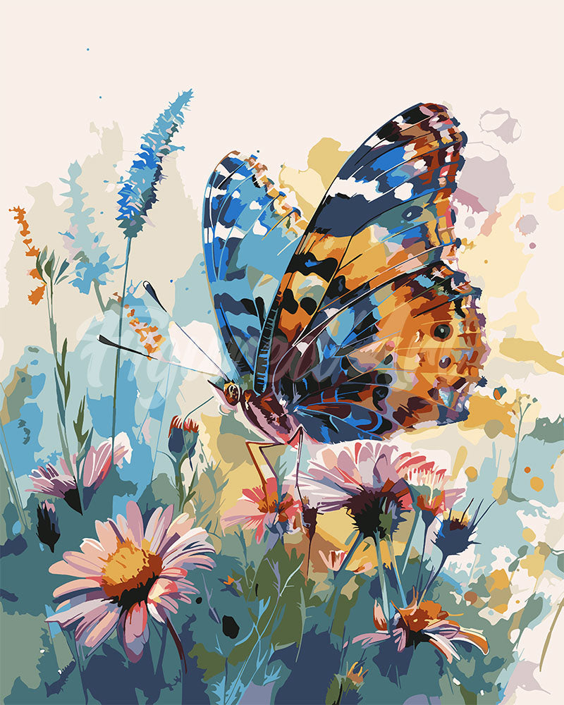 Paint By Numbers - Butterfly And Flowers