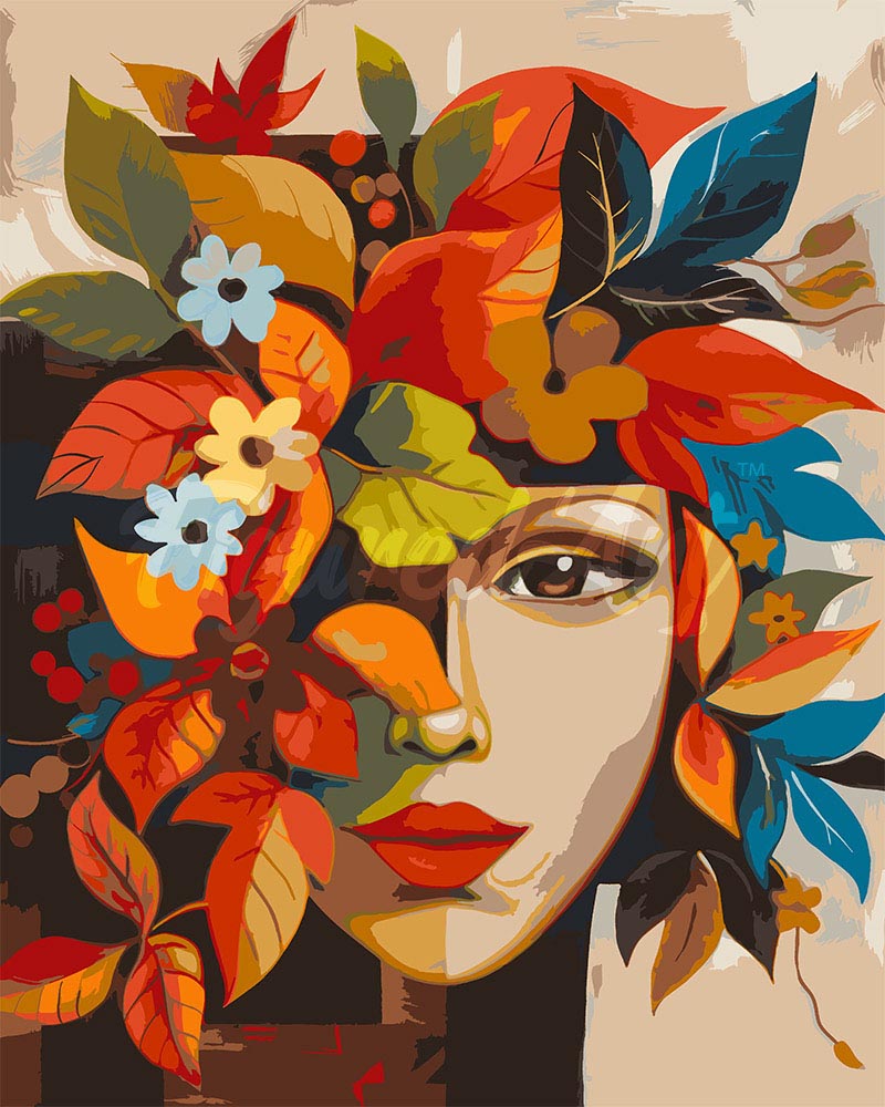 Peinture Par Numéros - Visage Floral D'Automne Inspiré De Picasso