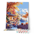 Peinture Par Numéros - Maison De Thé D’Automne Au Bord Du Lac