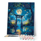 Peinture Par Numéros - Torii Au Clair De Lune Et Lucioles