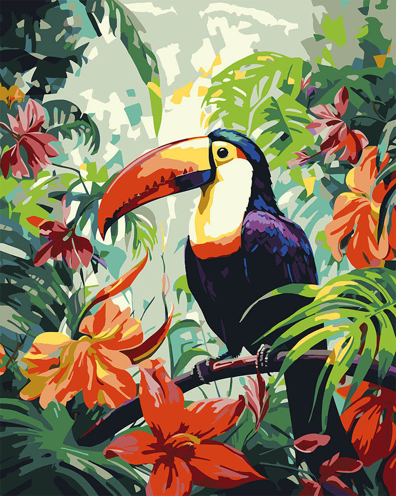 Pintura por números - Tucán en la jungla