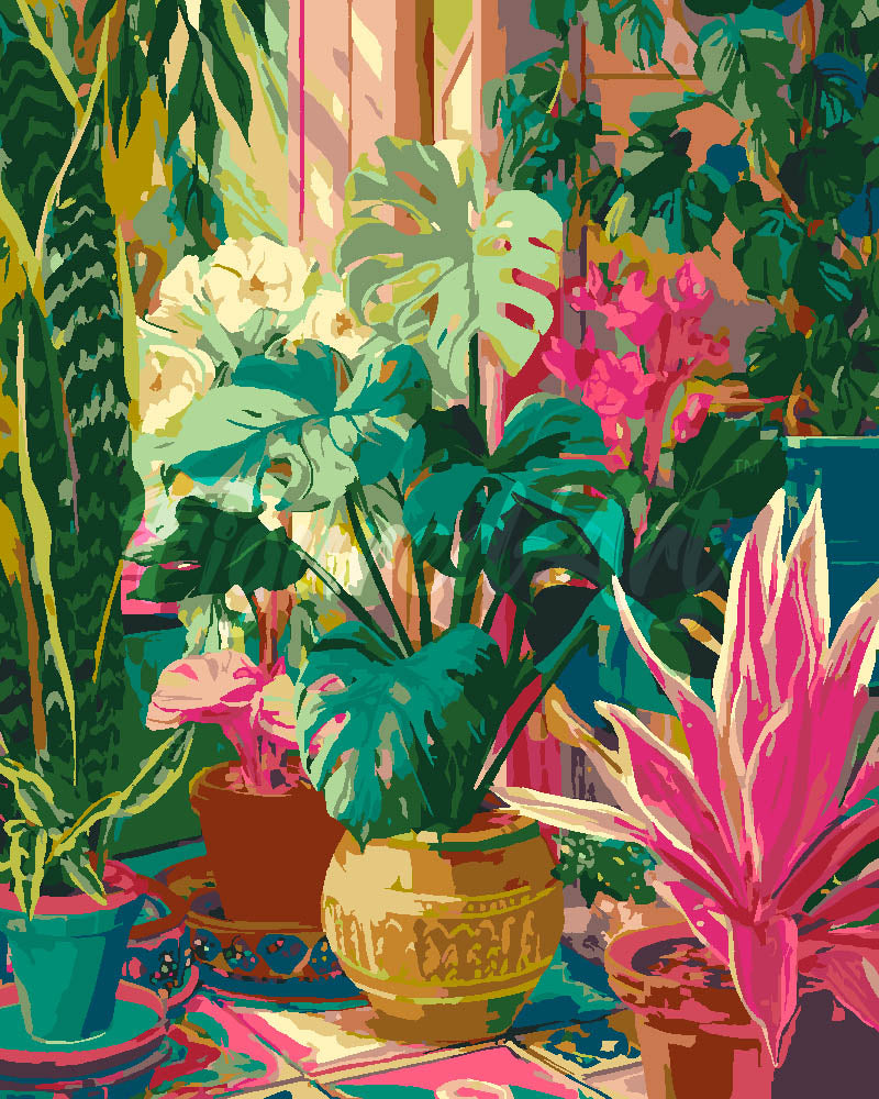 Pintura por números - Jardín tropical interior