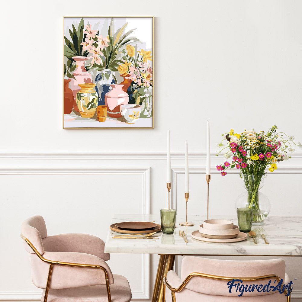 Peinture Par Numéros - Poteries Et Fleurs
