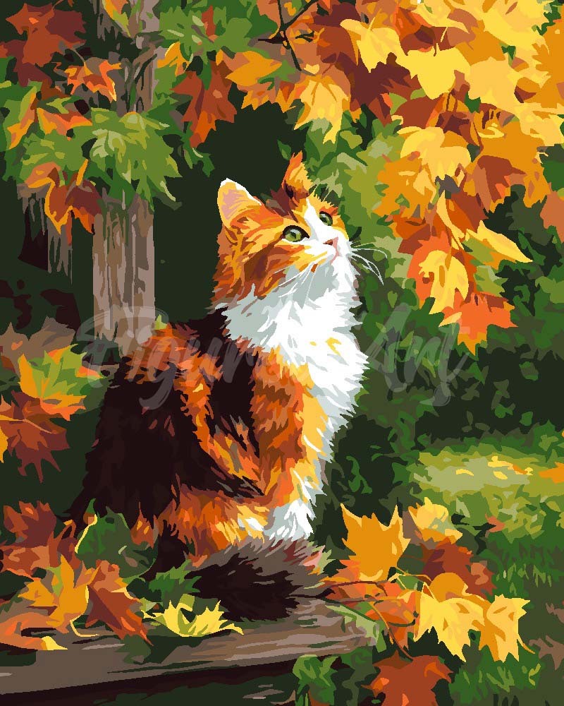 Paint by Numbers - Calico Cat in Autumn