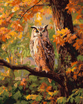 Pintura por números - Búho entre las hojas doradas