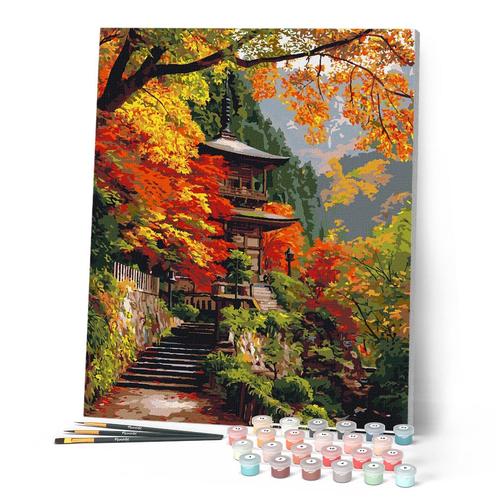 Paint By Numbers - Japanese Pagoda In Autumn