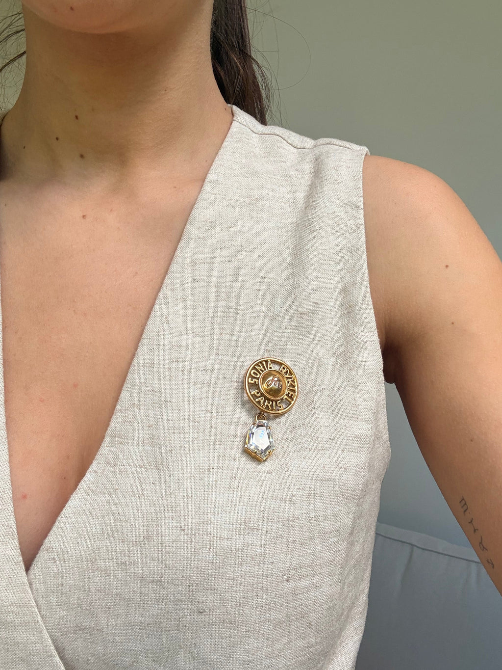 Sonia Rykiel Vintage Brooch - Rhinestone Pendant Pins