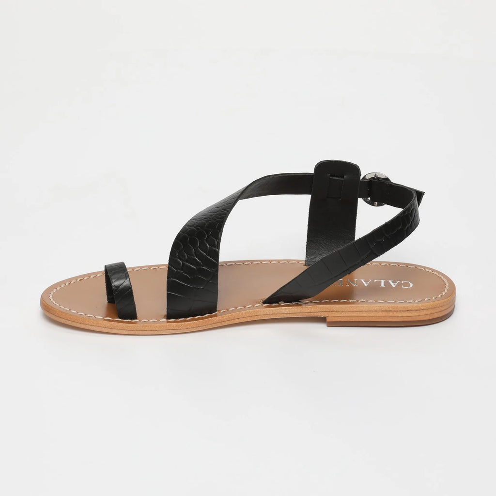 Sandalias Farshid Entre Dedos - Black Croco